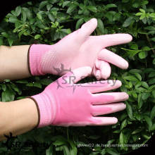 SRSAFETY 13G Nylon gestrickt Coated White PU Palme Gartenhandschuhe, Pu Handschuhe